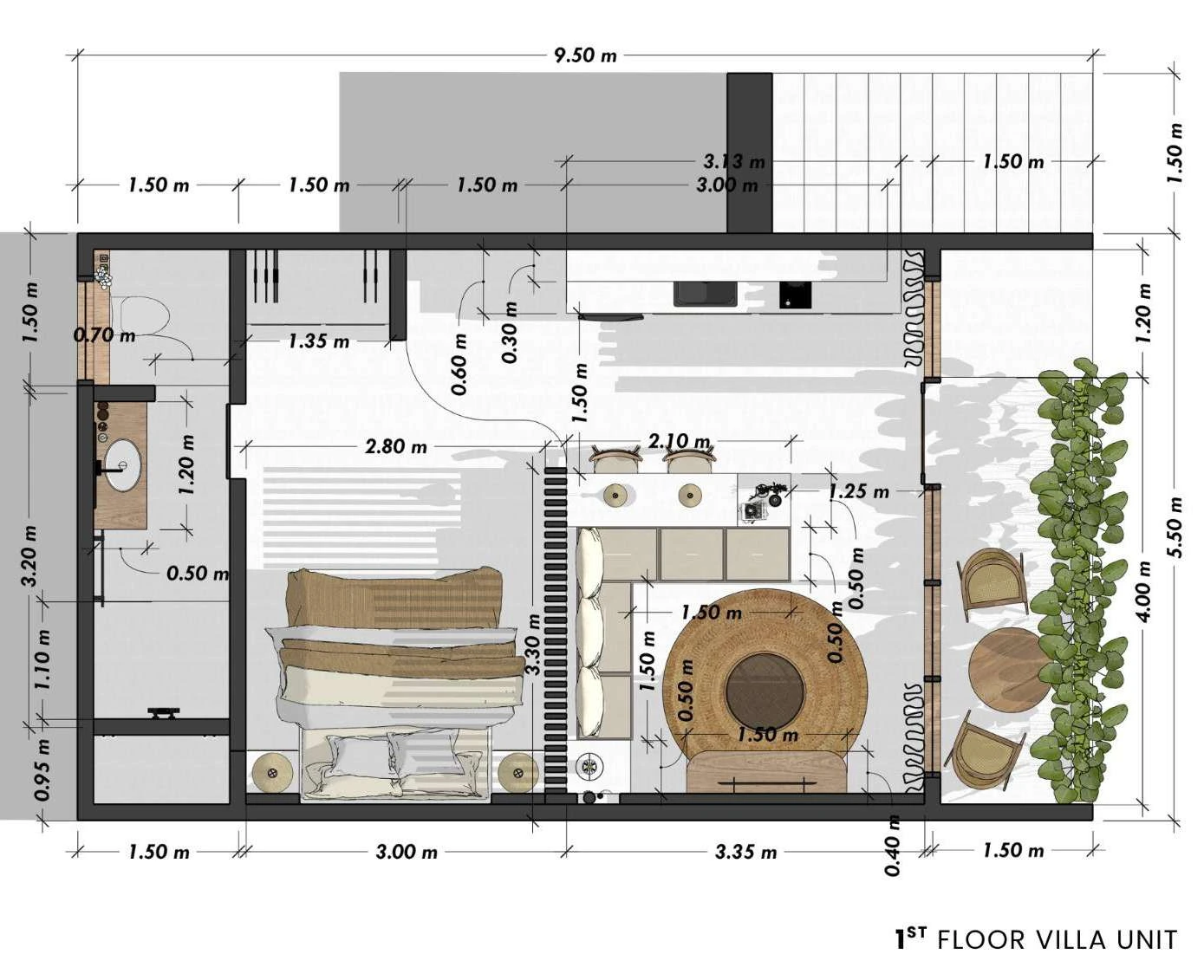 Plano de apartamento garden en Bumbang