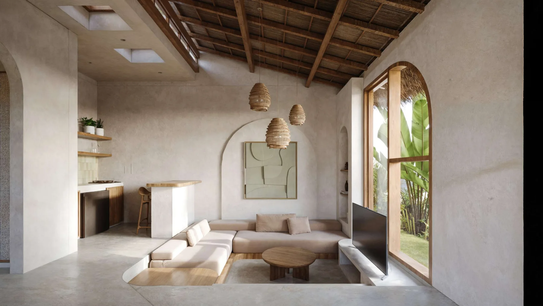 Salón de villa de un dormitorio en Bumbang