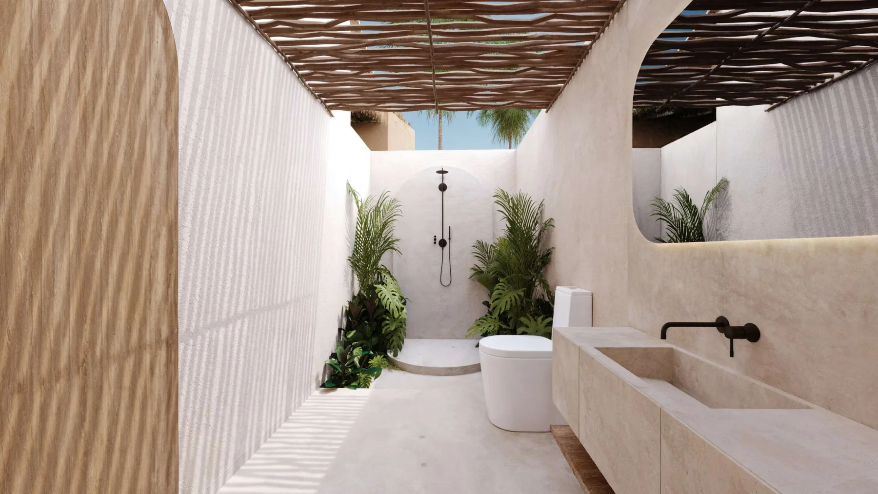 Baño tropical de villa en Bumbang