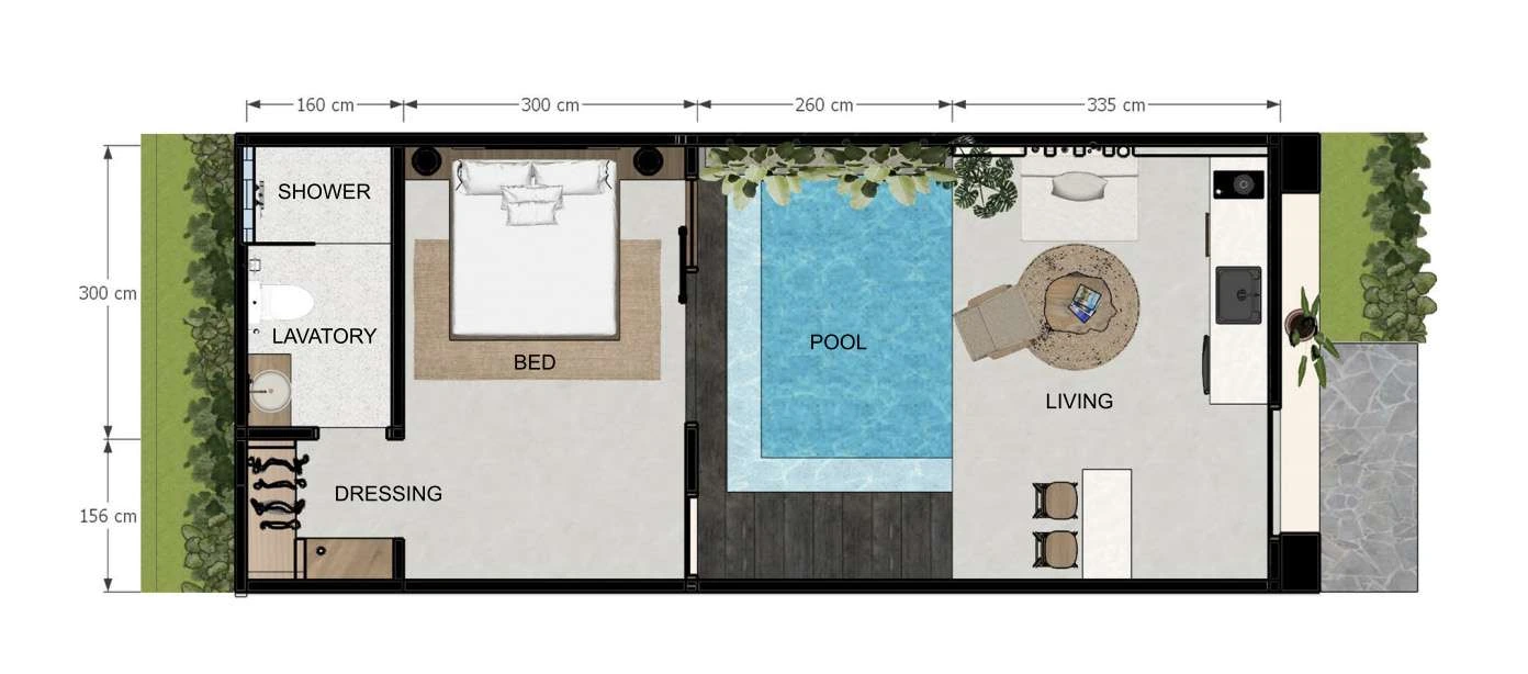 Plano de villa Salina de un dormitorio